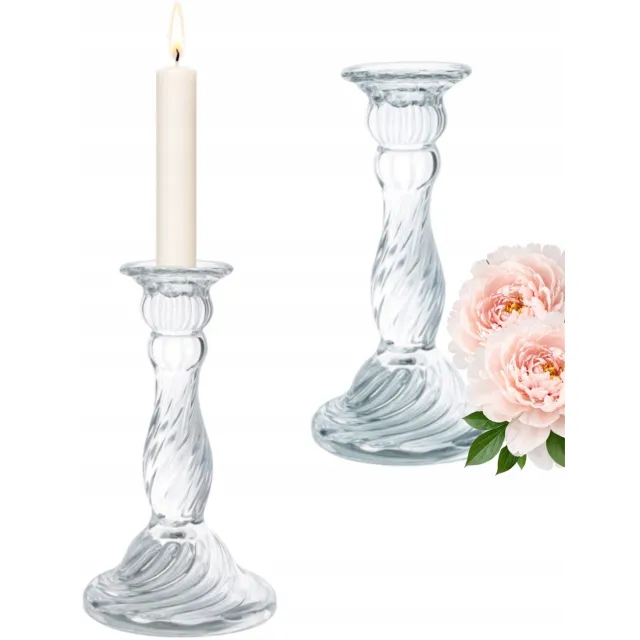 eCarla Kristallen Glas Kandelaar Decoratief voor Tafel & Feesten - 16cm Clear