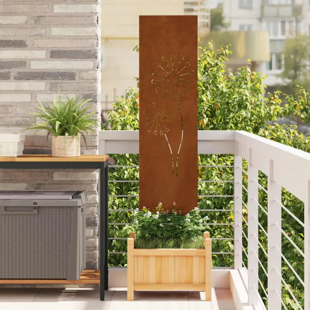 vidaXL Tuin Privacy Screen Fretwerk Roestig 32 x 140 cm weervast staal Bruin