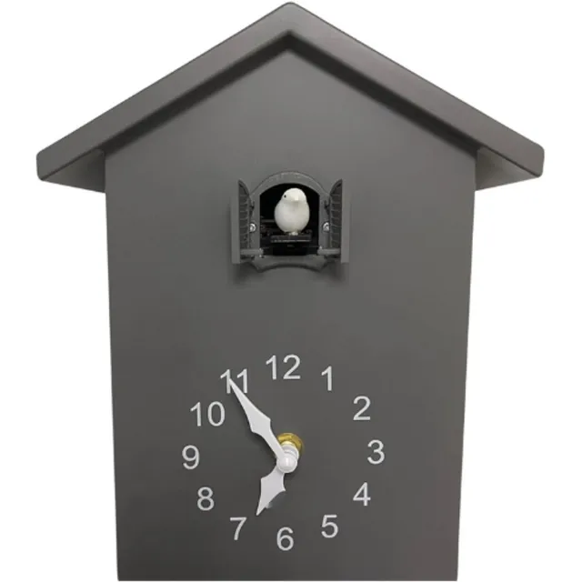 Walplus Minimalistische koekoeksklok met grijze slinger, kwartsklok met vogelmotief, slingerklok, wanddecoratie voor thuis, slaapkamer, kantoor, woonkamer, klokidee GRIJS