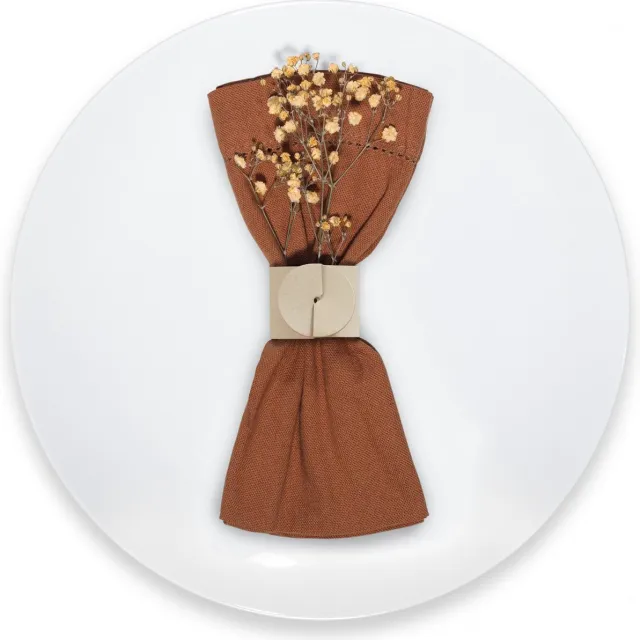 SKINNATUR Servetringen Set van 12 – Beige – Ø 4 cm – Gerecycleerd Leer – Servethouders voor Tafeldecoratie