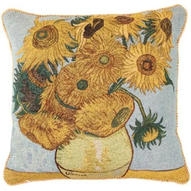 Signare Kussenhoes - Gobelin - Vincent van Gogh - Sunflower - Zonnebloemen - 45 cm Blauw