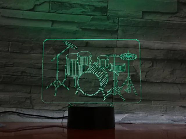 MC Living 3D Led Lamp Met Gravering - RGB 7 Kleuren - Drumstel