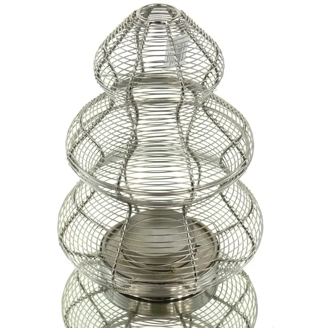 Gasper Kerst-windlicht Kerstboom Zilverkleurige Draad 33 cm