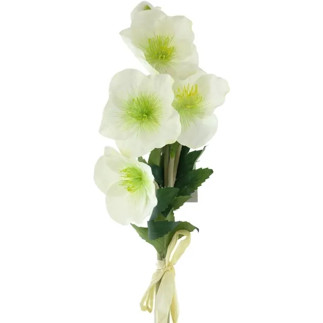 Gasper kerstroosarrangement 4 bloemen met strik - kunstbloemen Wit