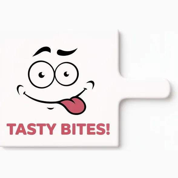 Bedruk King Tasty Bites Keramische Tegel – Grappig Tong Uit Gezicht Wanddecoratie Cadeau voor Keuken en Foodies Wit
