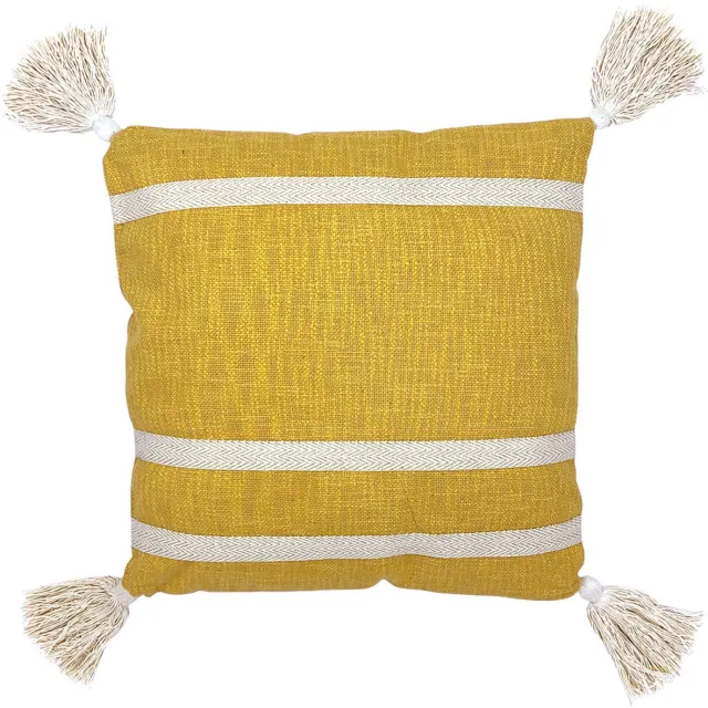 Lavandoux Sierkussen - Kussen met Kwastjes - Geel - 45x45