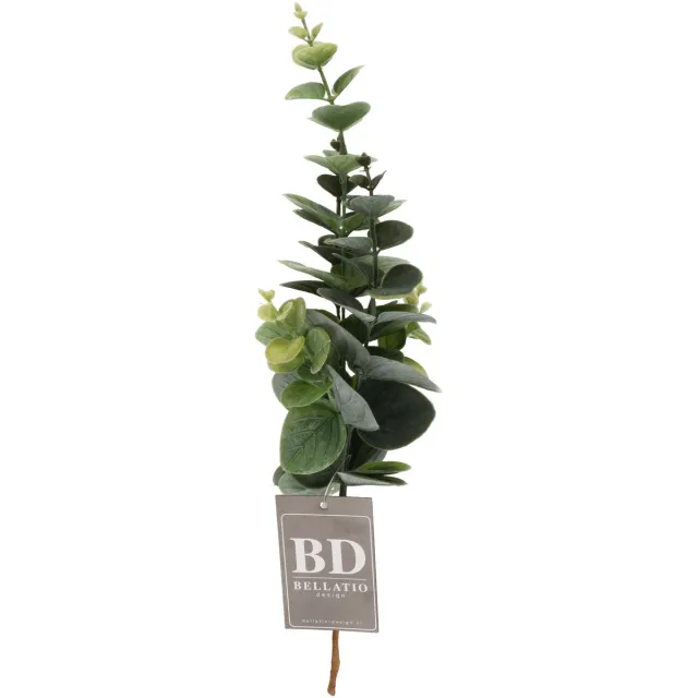 Bellatio Design Kunstbloem/kunsttak Eucalyptus Bella - 38 cm - donkergroen - kunst zijdebloemen