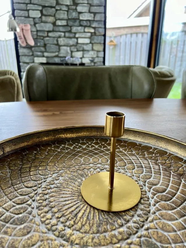 Life Deco Metalen dinerkaarshouder - goud - 11 cm hoog