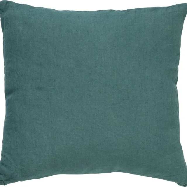 Dutch Decor LINN - Kussenhoes 45x45 cm - 100% linnen - effen kleur - Sagebrush Green - groen - met rits - zonder binnenkussen Blauwgroen