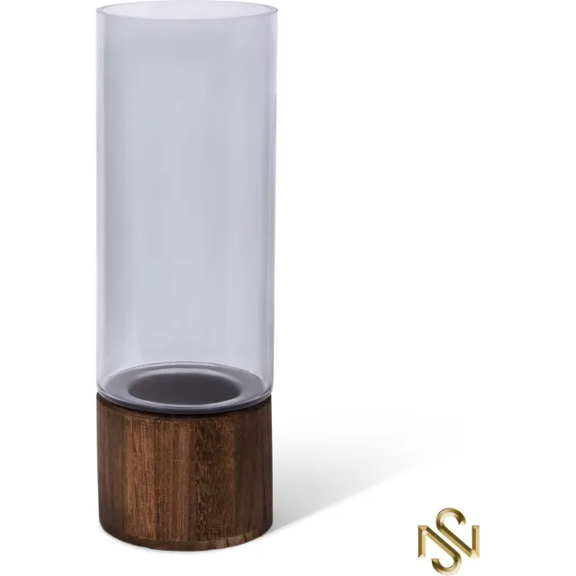 San Naila Emory Windlicht- Hout- Glas- Decoratief Hout , Glas