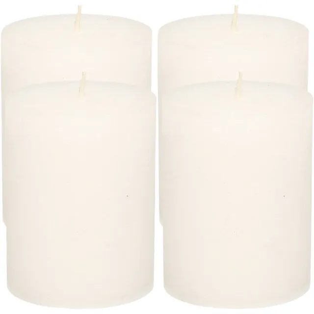 Atmosphera Stompkaars - 4x - wit - 7 x 9 cm - middel rustiek model - cilinderkaars - kaars
