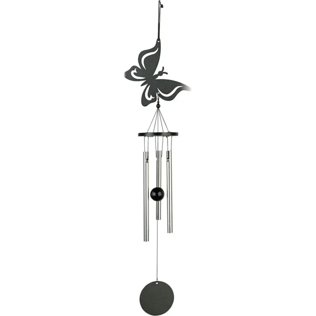 Art Bizniz Windgong - Outdoor - Windmobiel - Windorgel - Vlinder - 35cm - Staal - Zwart - Zilver