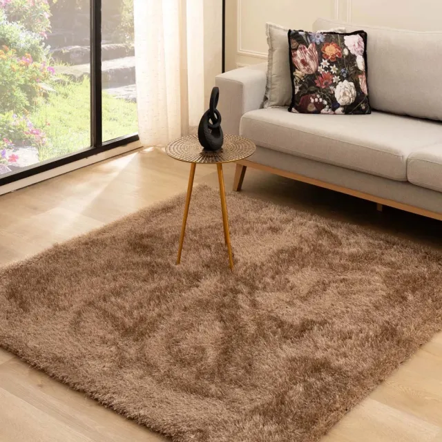Tapeso Velvet vloerkleed vierkant - Posh bruin 240x240