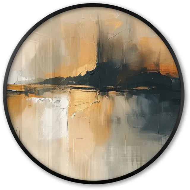 FrameYourWall Poster in lijst Rond - Fotolijst 80x80 cm - Posters - Modern - Abstract - Goud - Zwart - Ronde posterlijst zwart - Decoratie - Wanddecoratie woonkamer - Muurdecoratie slaapkamer