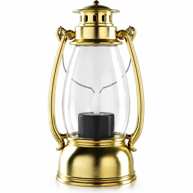 SWGOTA Elektronische kaarsen: decoratieve retro lantaarn, goudkleurige schommelvariant, groot model van 18,4 x 8,5 cm