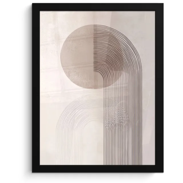 FrameYourWall Poster in lijst - Fotolijst 30x40 cm - Posters - Minimalistisch - Cirkel - Lichtgrijs - Posterlijst zwart - Decoratie - Wanddecoratie woonkamer - Muurdecoratie slaapkamer Minimalistisch - Cirkel - Lijnen
