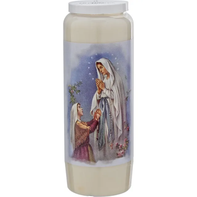 Enlightening Candles Noveenkaars - wees gegroet - wit - met gebed - 6 x 18 cm - 9 dagen - kaarsen - Gedenkkaars - Graflicht/herdenkingslicht