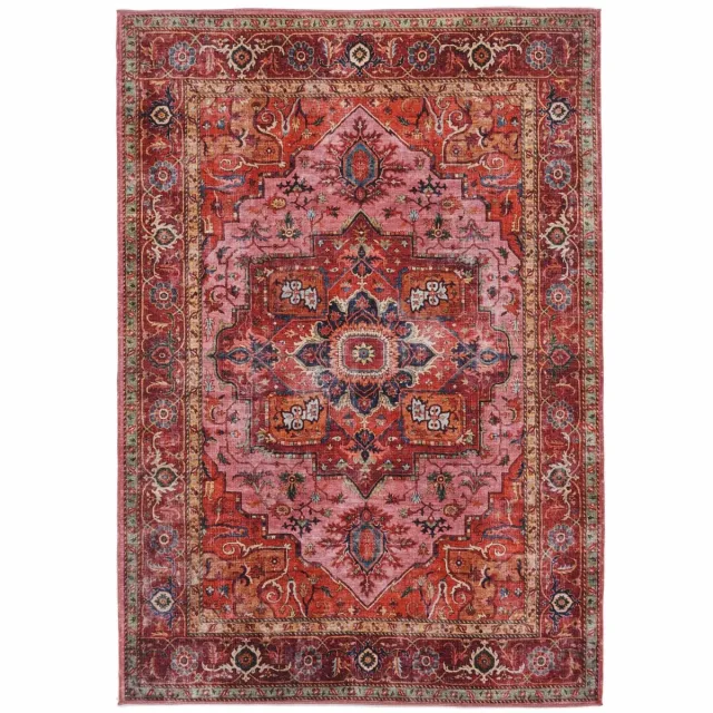 Famanu Georgia vloerkleed, 120 x 180 cm, met een prachtig rood/roze ontwerp, ideaal voor het inrichten van elke ruimte