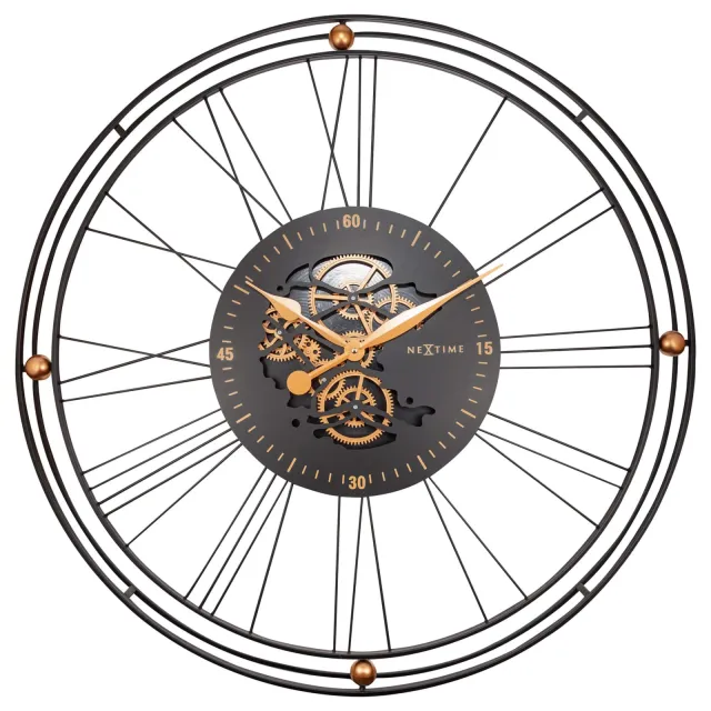 NeXtime Romeinse tandwielklok XXL - 90,5 cm - Metaal - Romeinse tandwielklok Multicolor