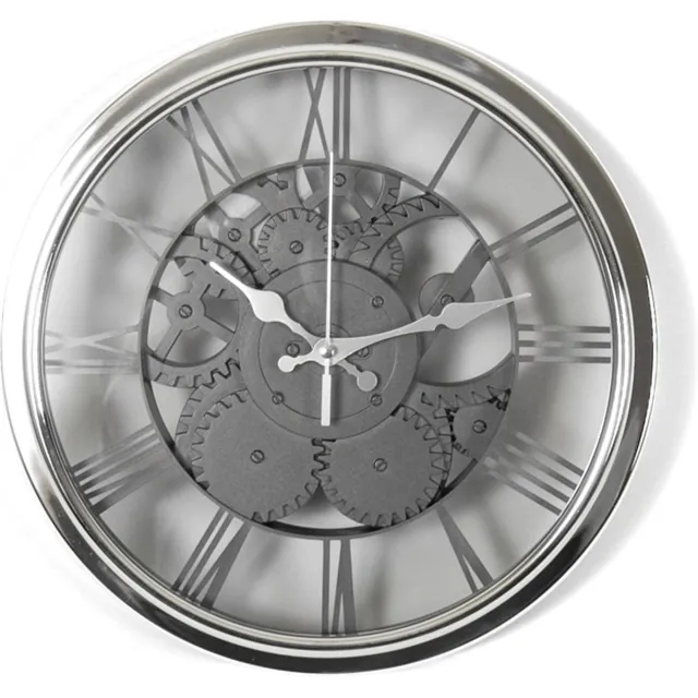 Gerimport Wandklok Klassieke-stijl quartz-mechanisme XL 30 cm – Klokken – Tijd – Decoratie - Woonaccessoires Zilver