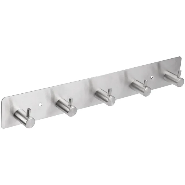 Differnz Kapstok - 5 Knophaken - Wandkapstok voor 5 Jassen - Ronde Haken met Twee Bevestigingspunten - Materiaal RVS - Bevestiging met Schroeven - Kleur Mat Chroom Zilver