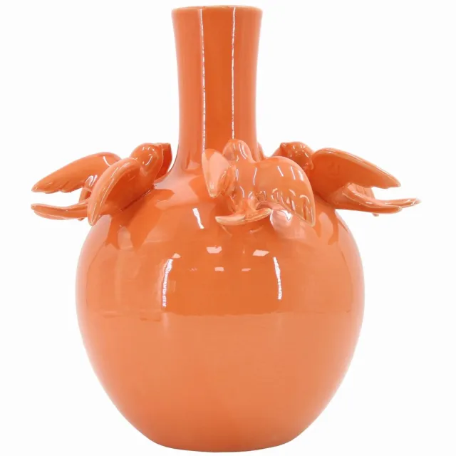 Vazenatelier Vaas keramiek zwaluwen oranje