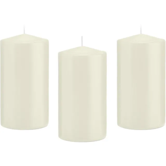 Trend Candles Cilinderkaars/stompkaars - 8x - ivoorwit - 8 x 15 cm - 69 branduren - horeca kaarsen