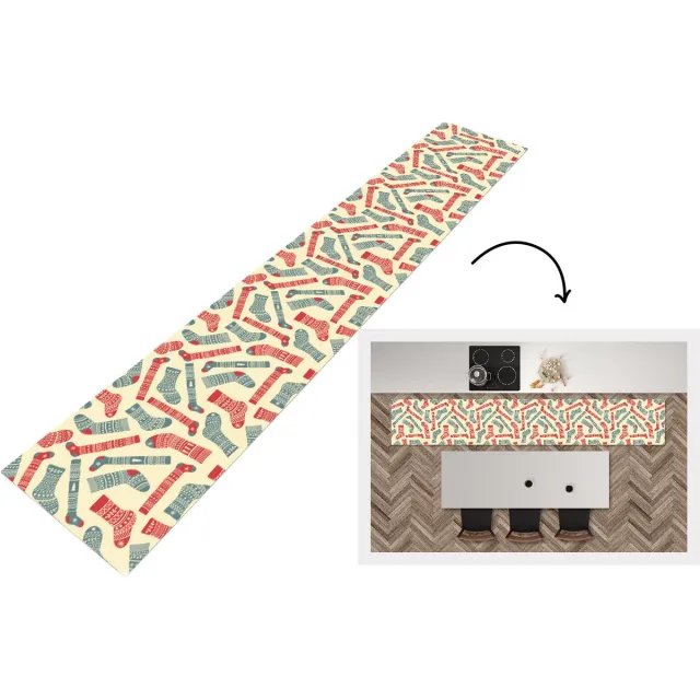 KitchenYeah Keukenloper - Keukenmat - Kerst - Sokken - Patronen - Keuken vloerkleed Multicolor