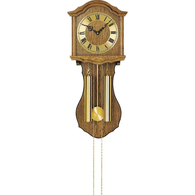 AMS Wandklok met slinger eikenhout