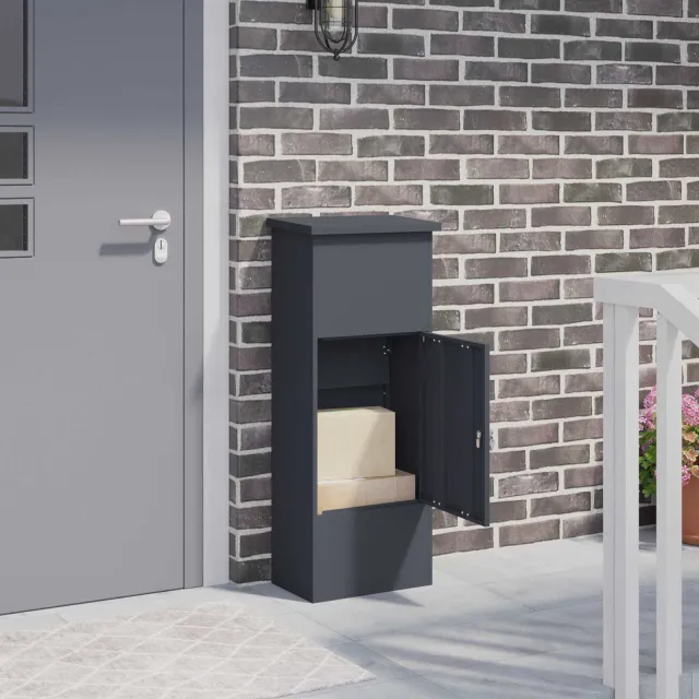 vidaXL Pakket inwerp box met slot Antraciet 44,5 x 29 x 110,5 cm Staal Anthraciet