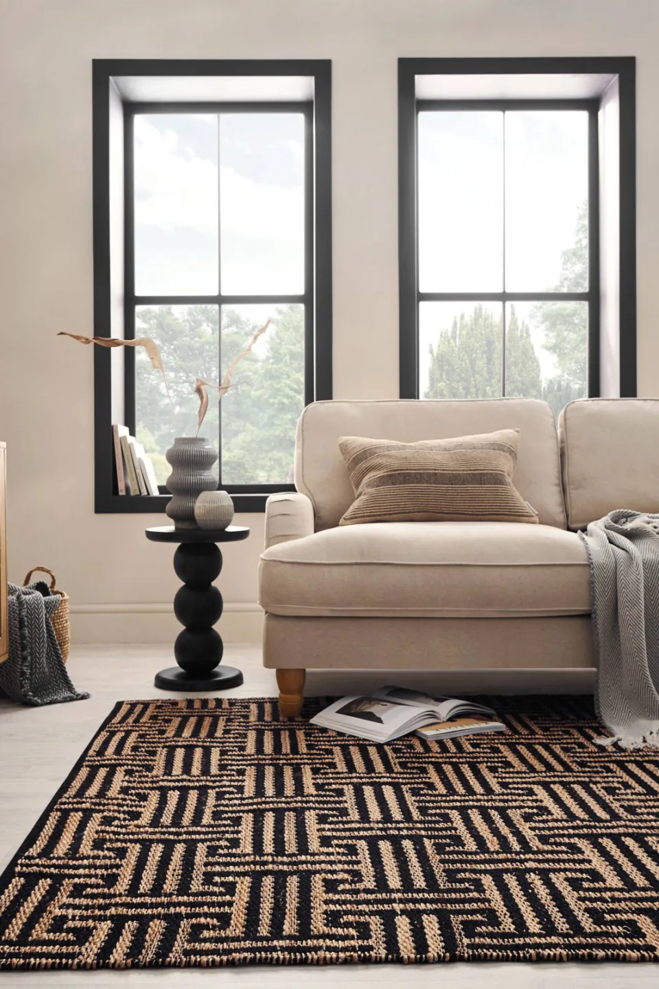 Flair Rugs Meander jute vloerkleed zwart, foto 2