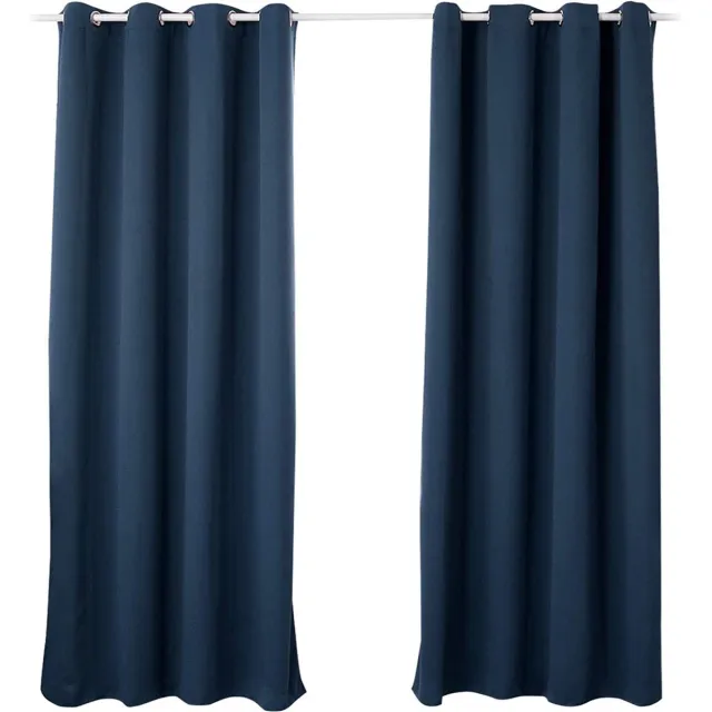 Furnibella Gordijnen Verduisterend en thermisch voor Slaapkamer,Decoratieve Verduisteringsgordijn 135x225cm met oogjes,Donkerblauw VH5878dbl-2 Donker Blauw