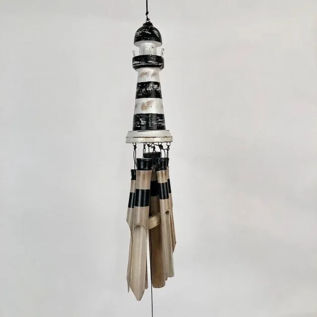 Zus & Zo Bamboe windgong vuurtoren zwart/wit