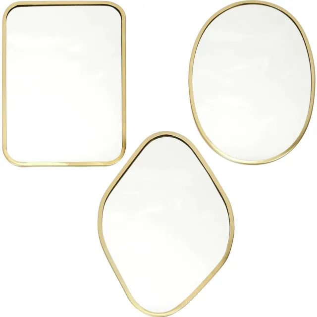 HowHomely MIRA - Wandspiegel set - 3-delig - Goud - Verschillende vormen - Decoratief design