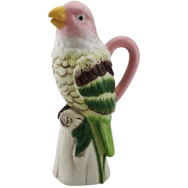 Housevitamin Vaas- Bloemenvaas vogel-Keramiek-Gekleurd Roze/Groen-12x9x23cm