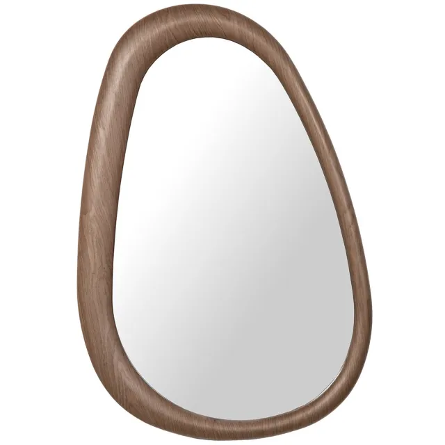 Atmooz Iggy Spiegel – 80 x 115 cm – Licht Walnoot – Organische Vorm – Eikenfineer Houten Rand – Grote Passpiegel & Wandspiegel – Asymmetrisch Design – Modern Scandinavisch – Hal, Slaapkamer of Woonkamer – Naturel Houtlook