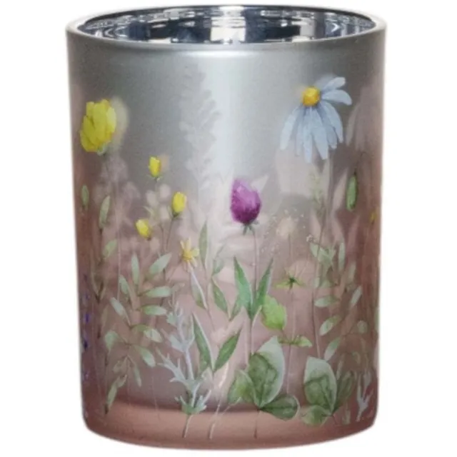 Mars & More Theelichthouder wilde bloemen medium 12cm multi kleuren geel