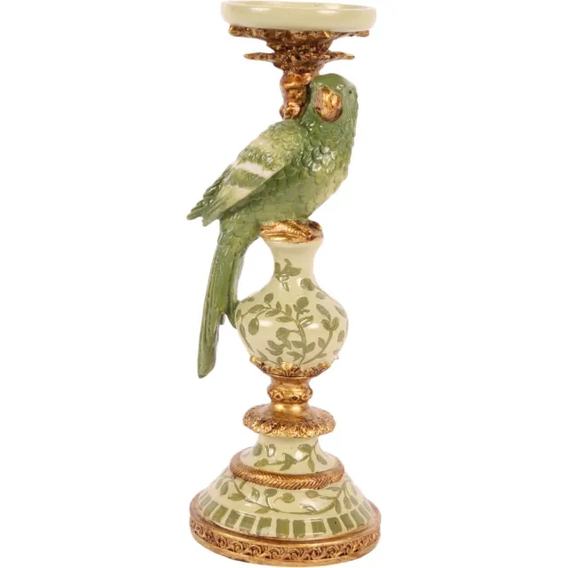 Baroque Kandelaar - Kandelaar Papegaai 32 cm - Groen - Resin - 32x12x12 - Polyresin Green