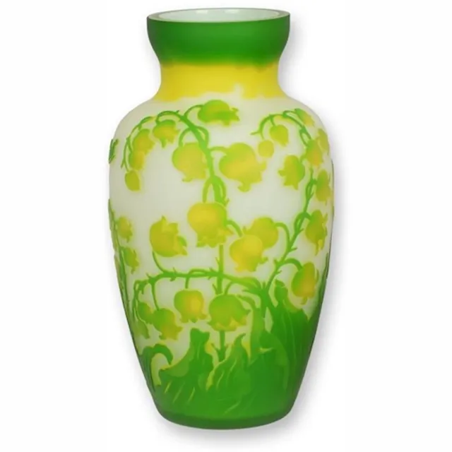 VntiQue Cameo Vaas - Gele Bloem - Cameo Glazen Vaas - Glas Decoratie - Tafeldecoratie - Bloemenvaas - Tafelvaas - 13x13x24 Geel