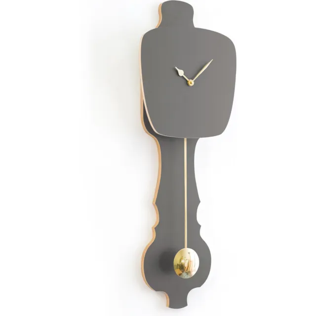 Kloq Wandklok Steen Grijs & Glimmend Goud