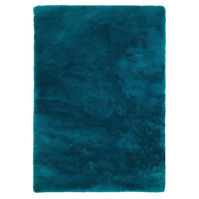 Padiro zacht hoogpolig shaggy vloerkleed 80 x 150 cm - turquoise - modern effen ontwerp - met een zachte uitstraling - voor vloerverwarming - van polyester blauw