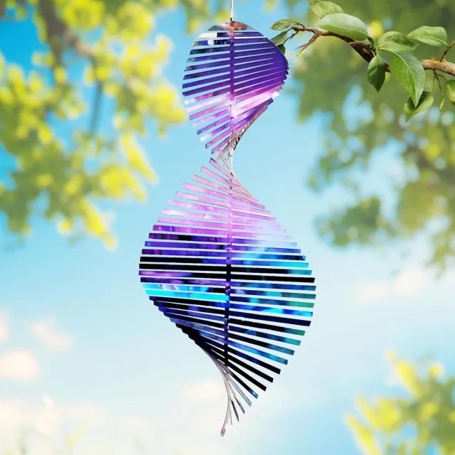 OEMG Kleurrijke visgraat windspinner, 10 cm, per hangsel inclusief draaibare haak, vogelverjager en tuindecoratie iriserend