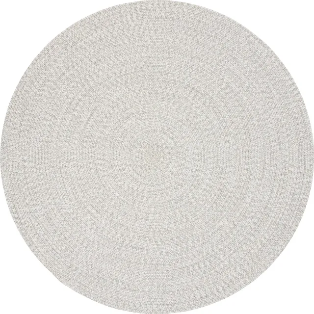 TESSO LIVING Vloerkleed voor binnen en buiten - Omkeerbaar - Sisal look - Weersbestendig - Woonkamer Balkon Keuken - Handgemaakt - Tuintapijt - Modern Boho Jute Stijl - Lichtgrijs - Ø120cm Rond