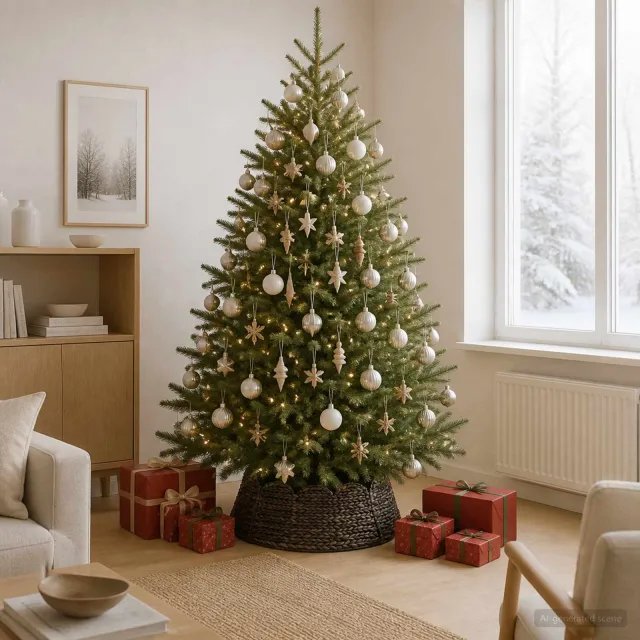 vidaXL Kerstboomkraag Rond Zwart Dia. 60 x 22 cm Waterhyacint
