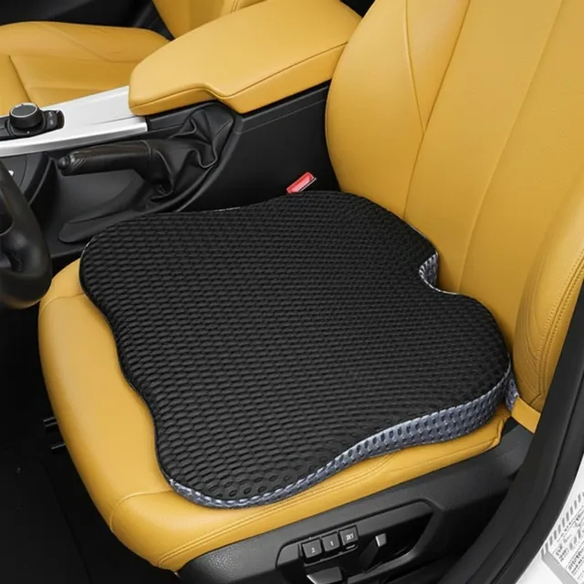 PolkaHome Wigvormig kussen voor autostoel, zitkussen, traagschuim, wigkussen, ergonomisch traagschuim kussen voor auto, bureaustoel, bed, rolstoel, zwart