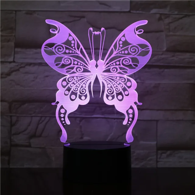 MC Living 3D Led Lamp Met Gravering - RGB 7 Kleuren - Vlinder