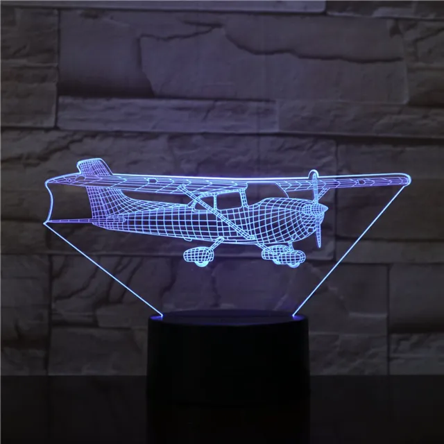 MC Living 3D Led Lamp Met Gravering - RGB 7 Kleuren - Vliegtuig