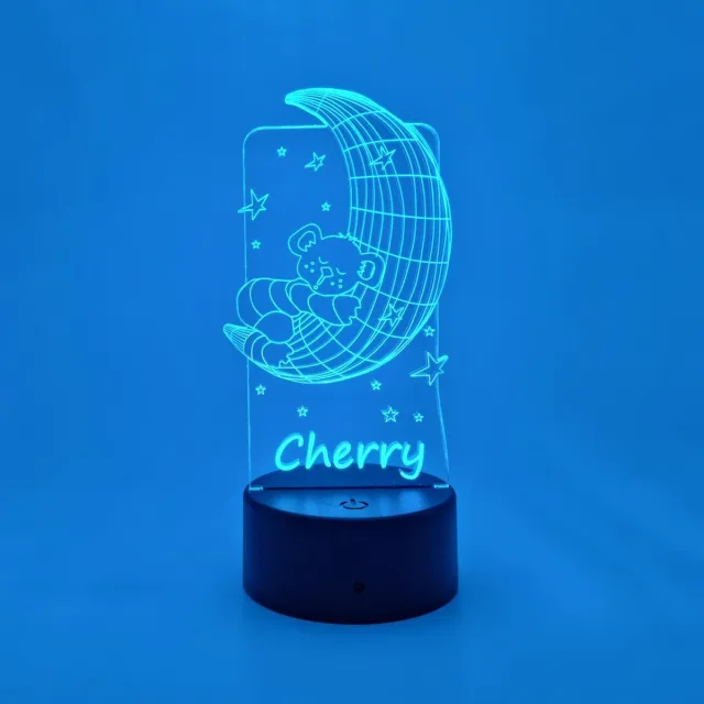 Nice Little Things [Nice Little Things] - Gepersonaliseerde RGB LEDlamp Bear on the Moon Rood
