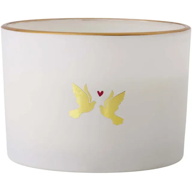 Zusss Geurkaars Glas Lovebirds - White / Gold - Ø11,5X8cm