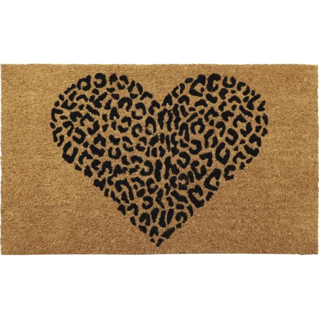 Luance Deurmat Heart - bruin - kokos - luipaard hart - rechthoek - 75 x 45 cm - deurmat - binnen / buiten